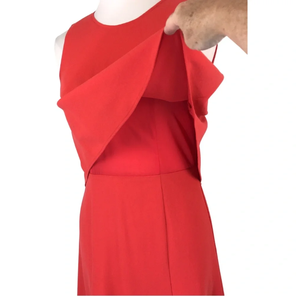 BCBGMaxAzria Mode Orange Coral Mod Tiered Open Back Retro Swing Dress size 6 - Picture 6 of 14